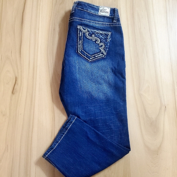 Love Nation Pants - Love Nation Denim Straight Leg Capris, Size 12